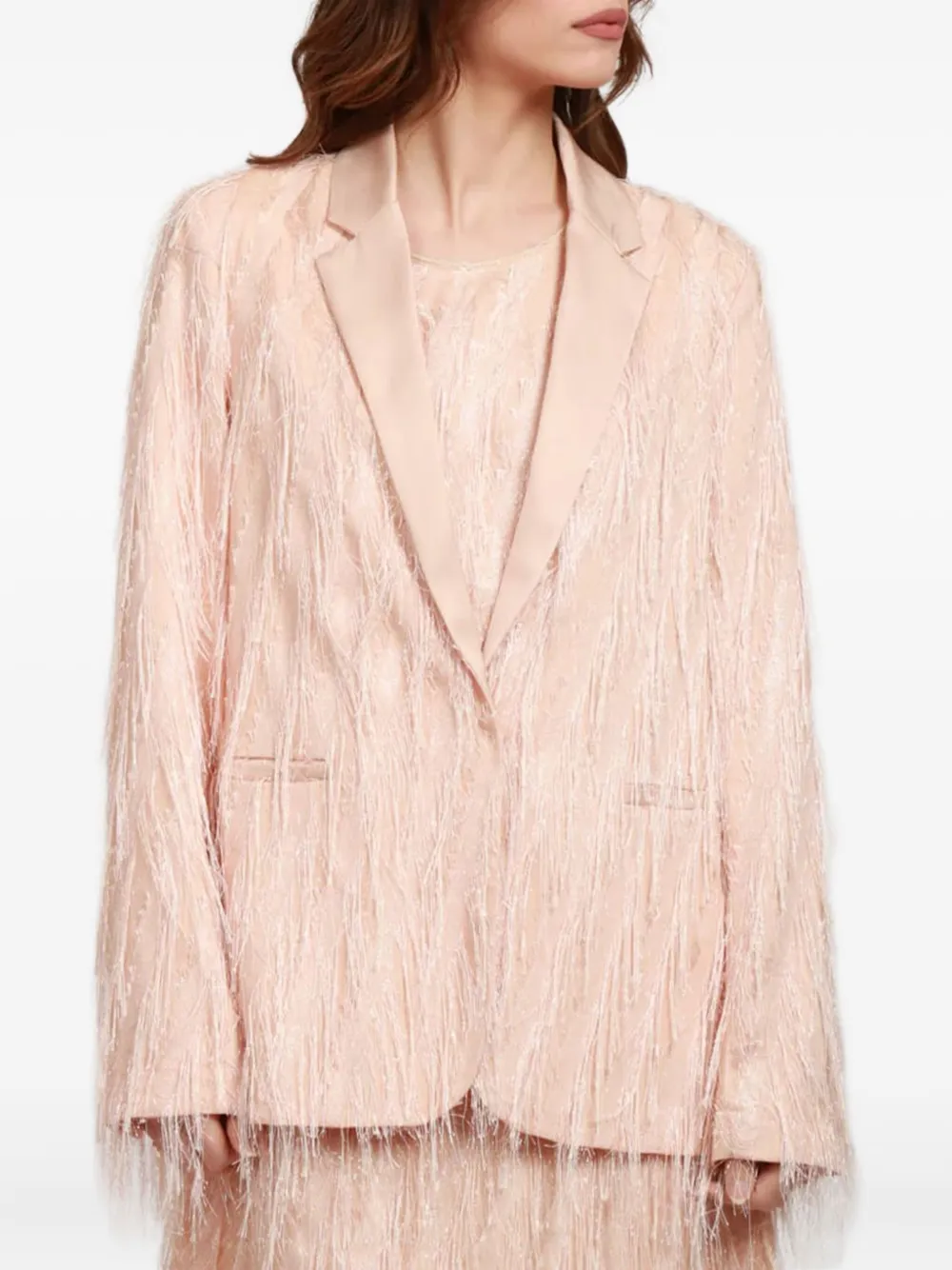 Jucca blazer satinado con flecos | rosado | Image 1