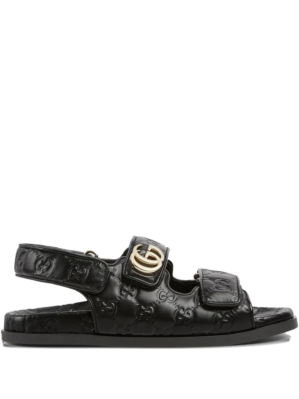 Gucci Double G Flat Sandals In Black