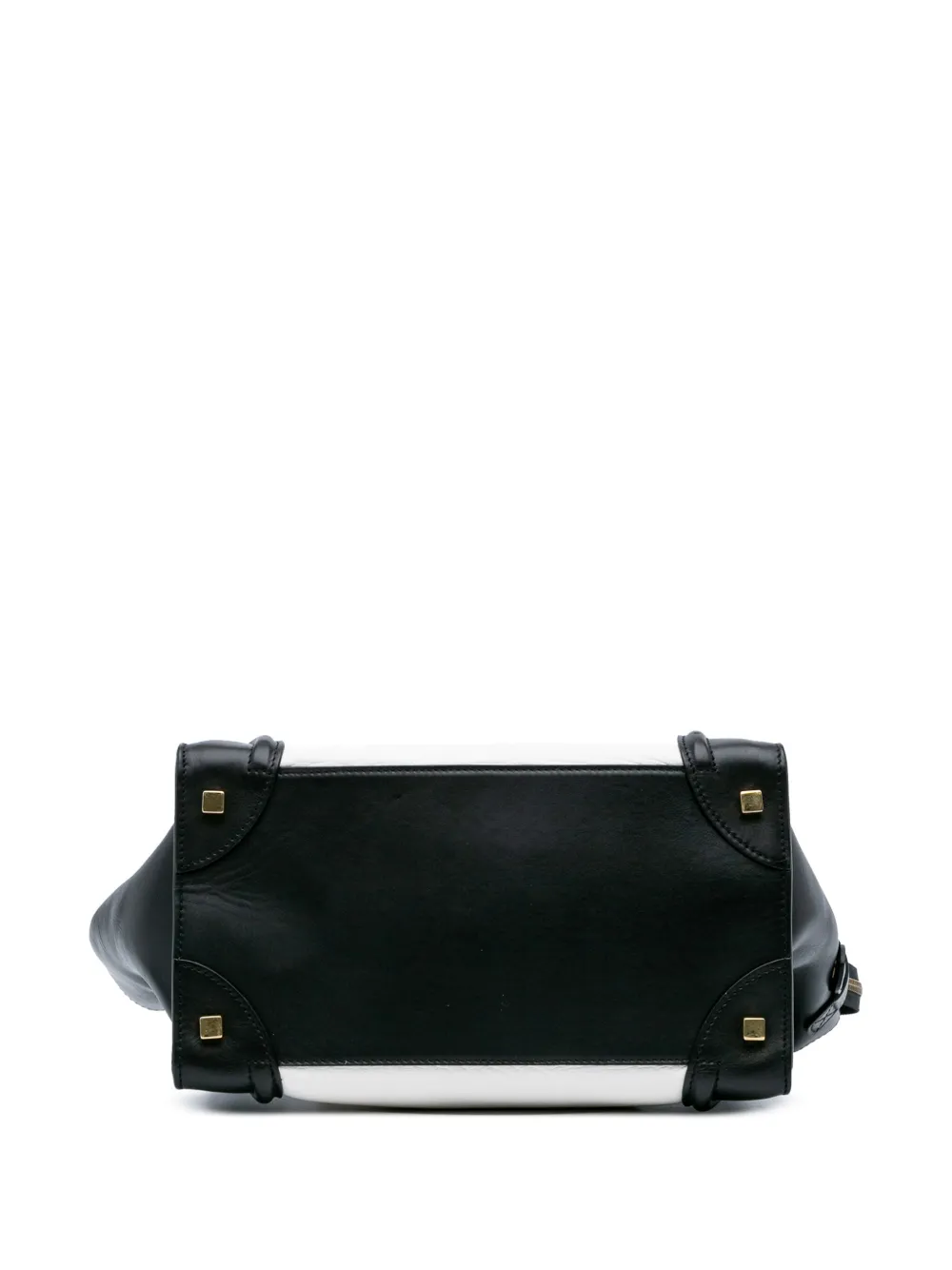 Pre-owned Celine 2012 Mini Bicolor Calfskin Luggage Tote Bag In Black