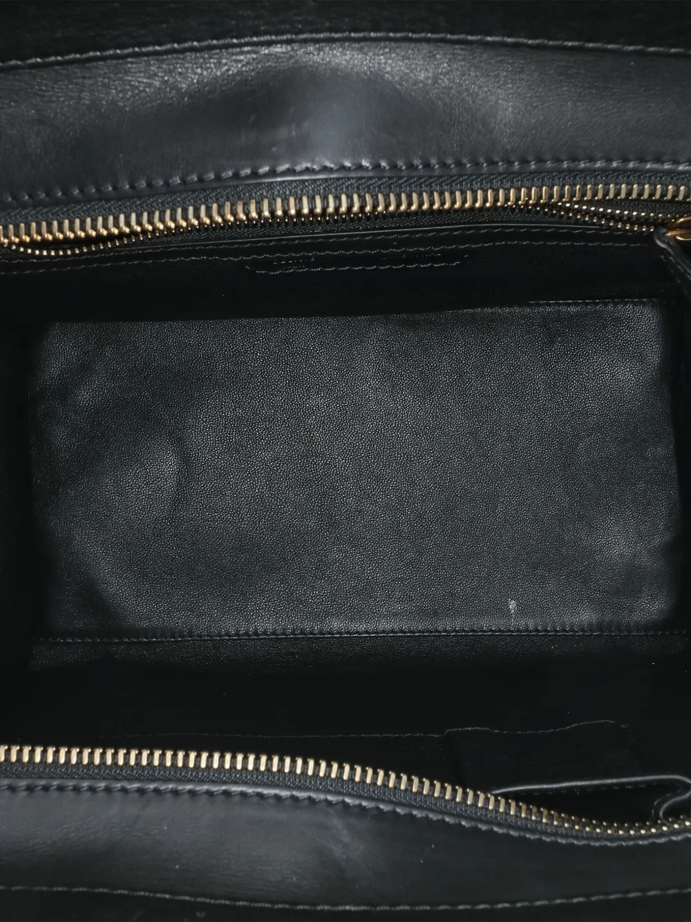 Pre-owned Celine 2012 Mini Bicolor Calfskin Luggage Tote Bag In Black