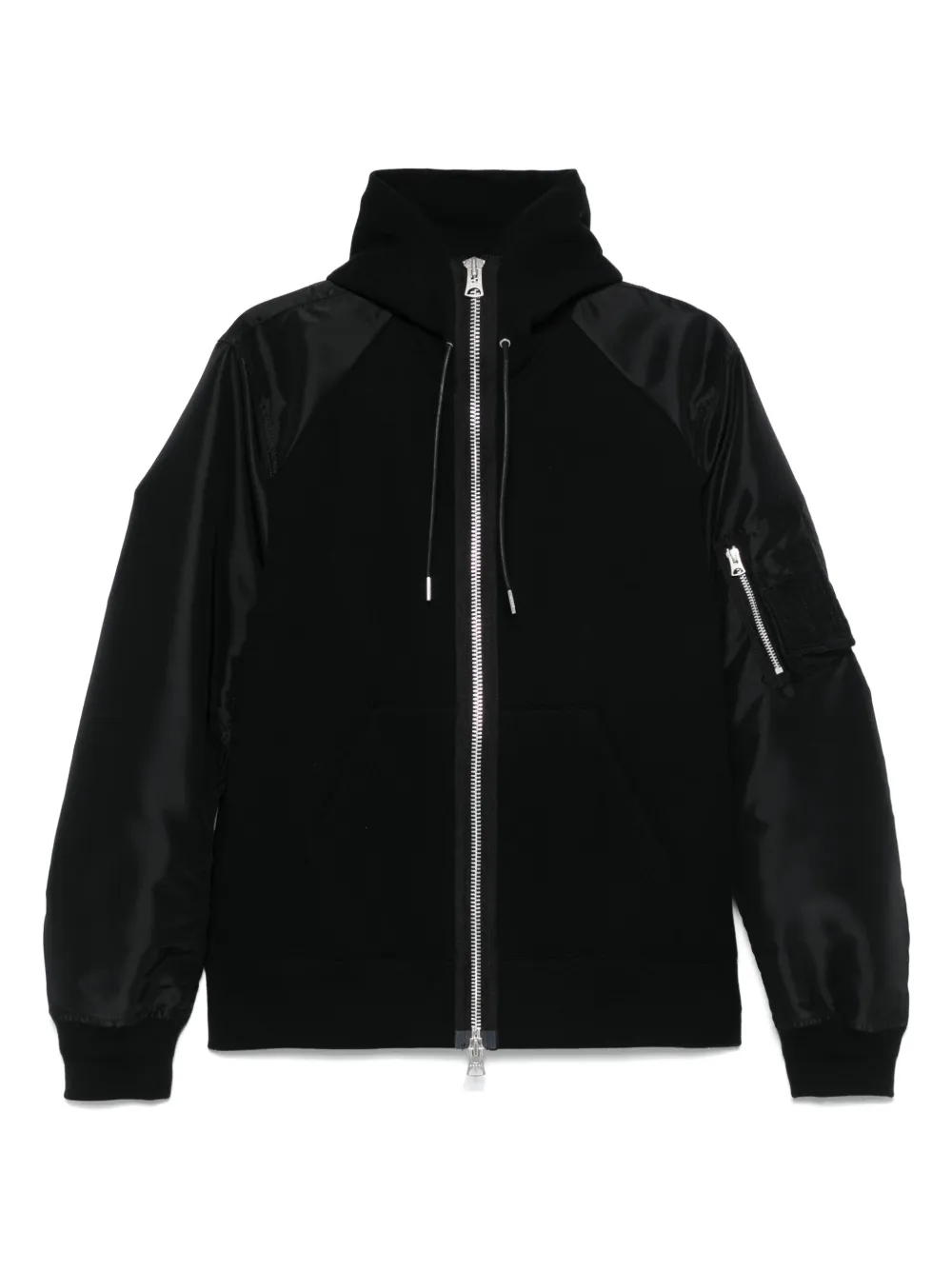 Sacai Hooded Bomber Jacket In Black