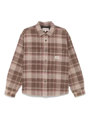 stussy ブラウン チェック柄 ジャケット STUSSY チェック ブラウン ワーク ジップ ジャケット 裏地