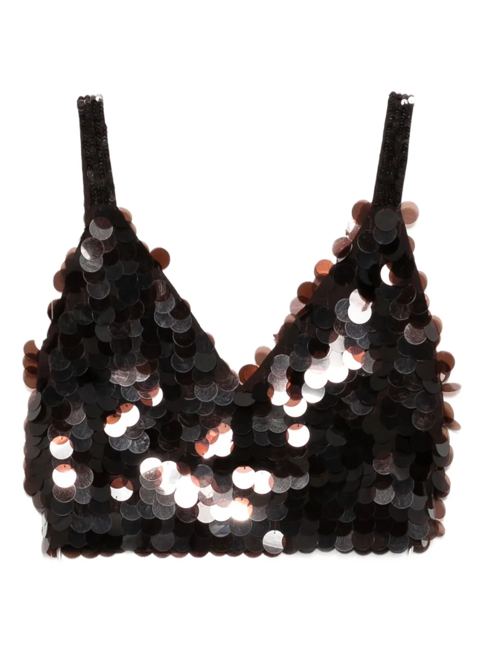 P.A.R.O.S.H. Triangel top met pailletten Bruin