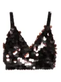 P.A.R.O.S.H. sequin-embellished triangle top - Brown