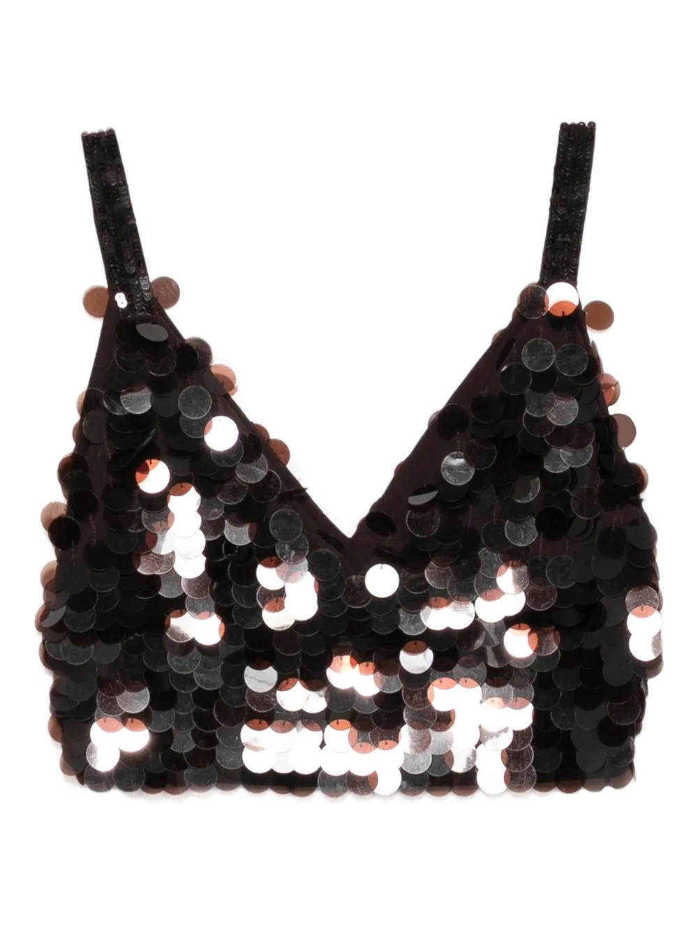 P.A.R.O.S.H. Triangel top met pailletten - Bruin