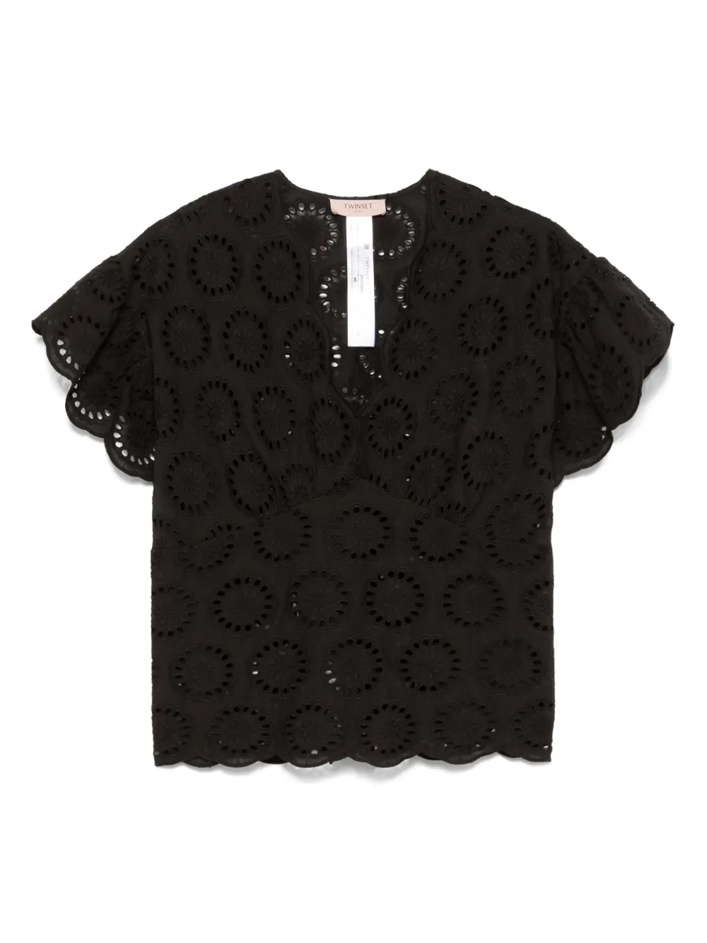 TWINSET broderie-anglaise cap-sleeve blouse - ブラウン TWINSET broderie-anglaise cap-sleeve blouse - ブラウン