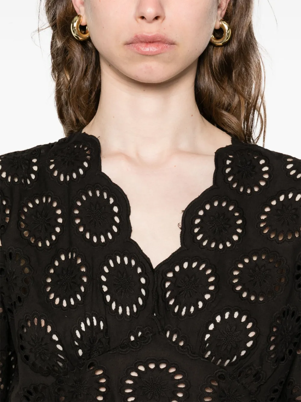Shop Twinset Broderie-anglaise Cap-sleeve Blouse