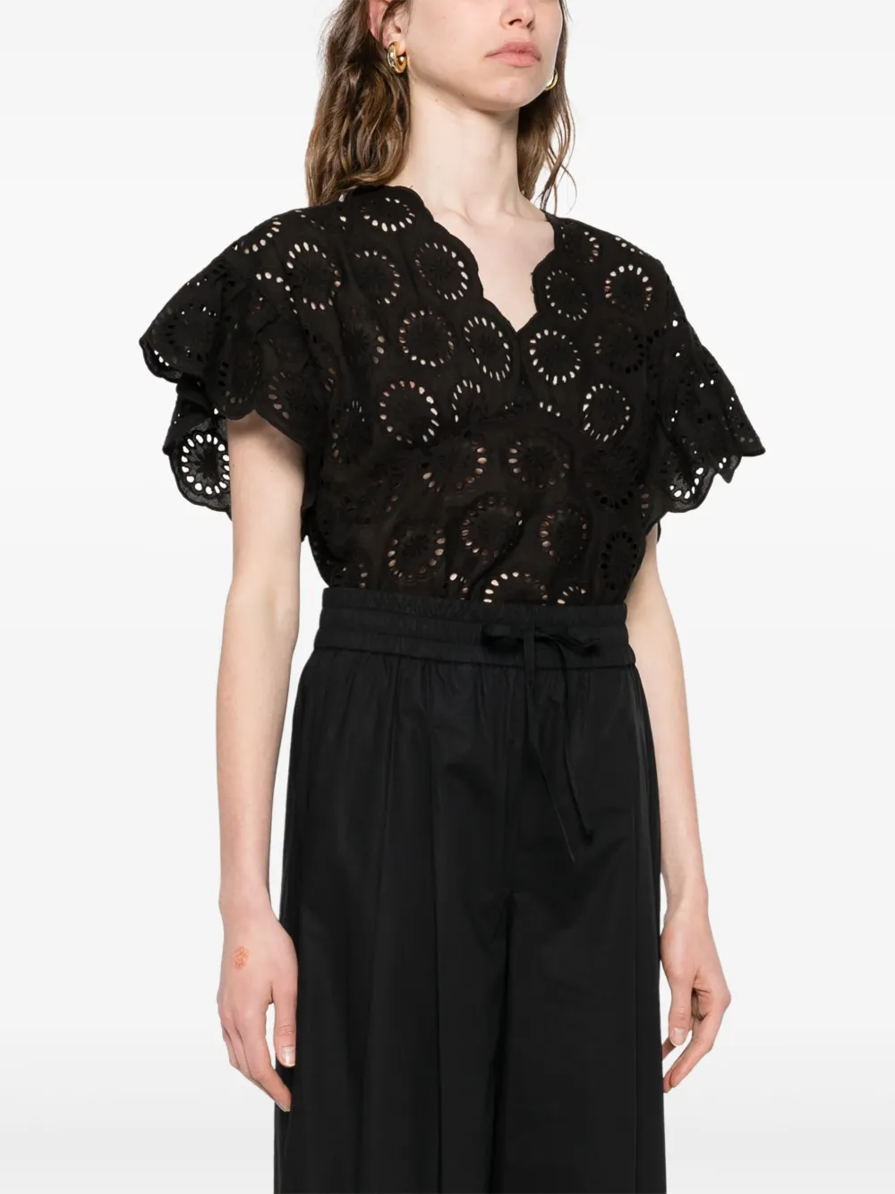 Shop Twinset Broderie-anglaise Cap-sleeve Blouse