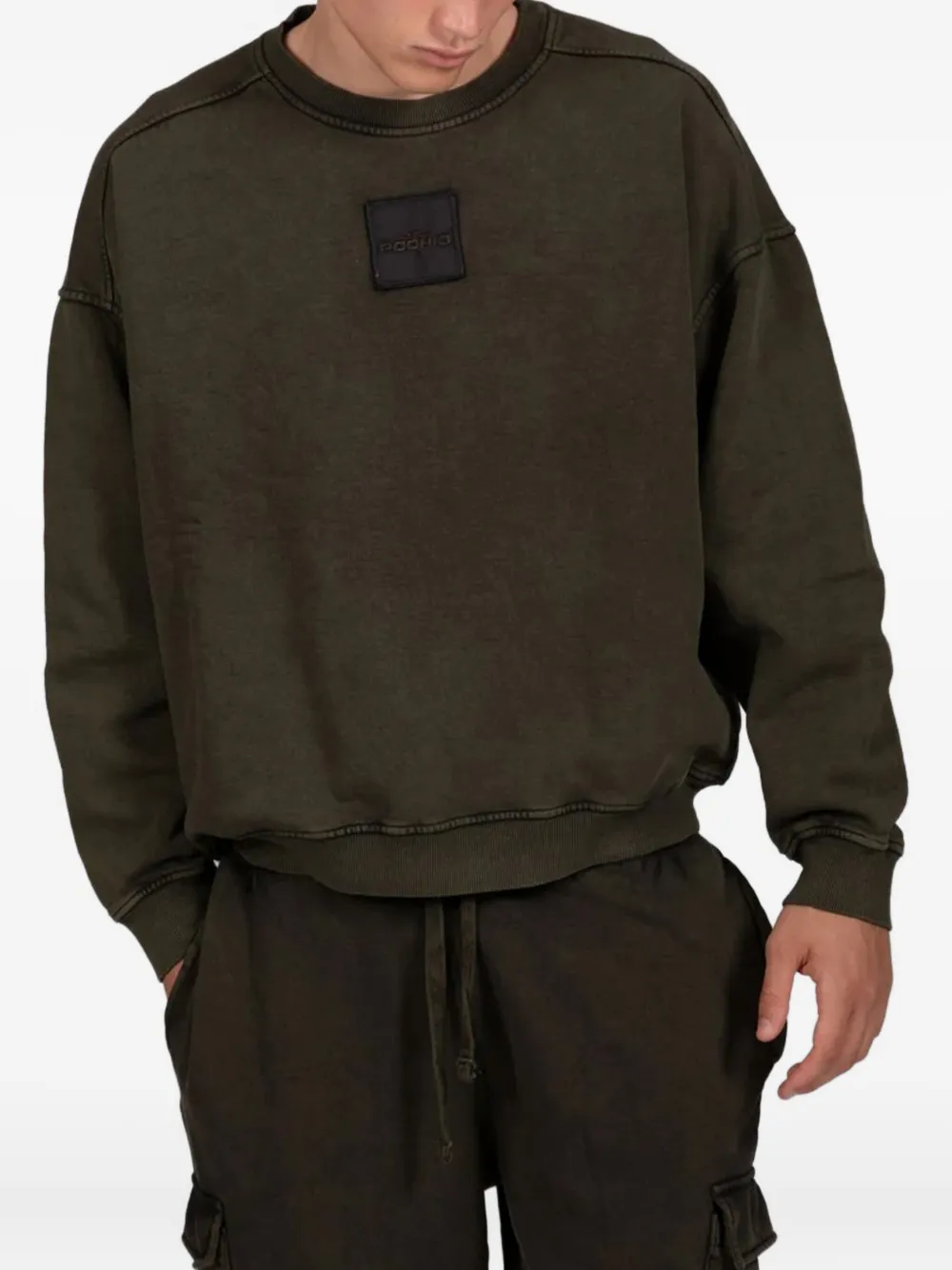 PODHIO logo-patch cotton sweatshirt | Green | Image 1