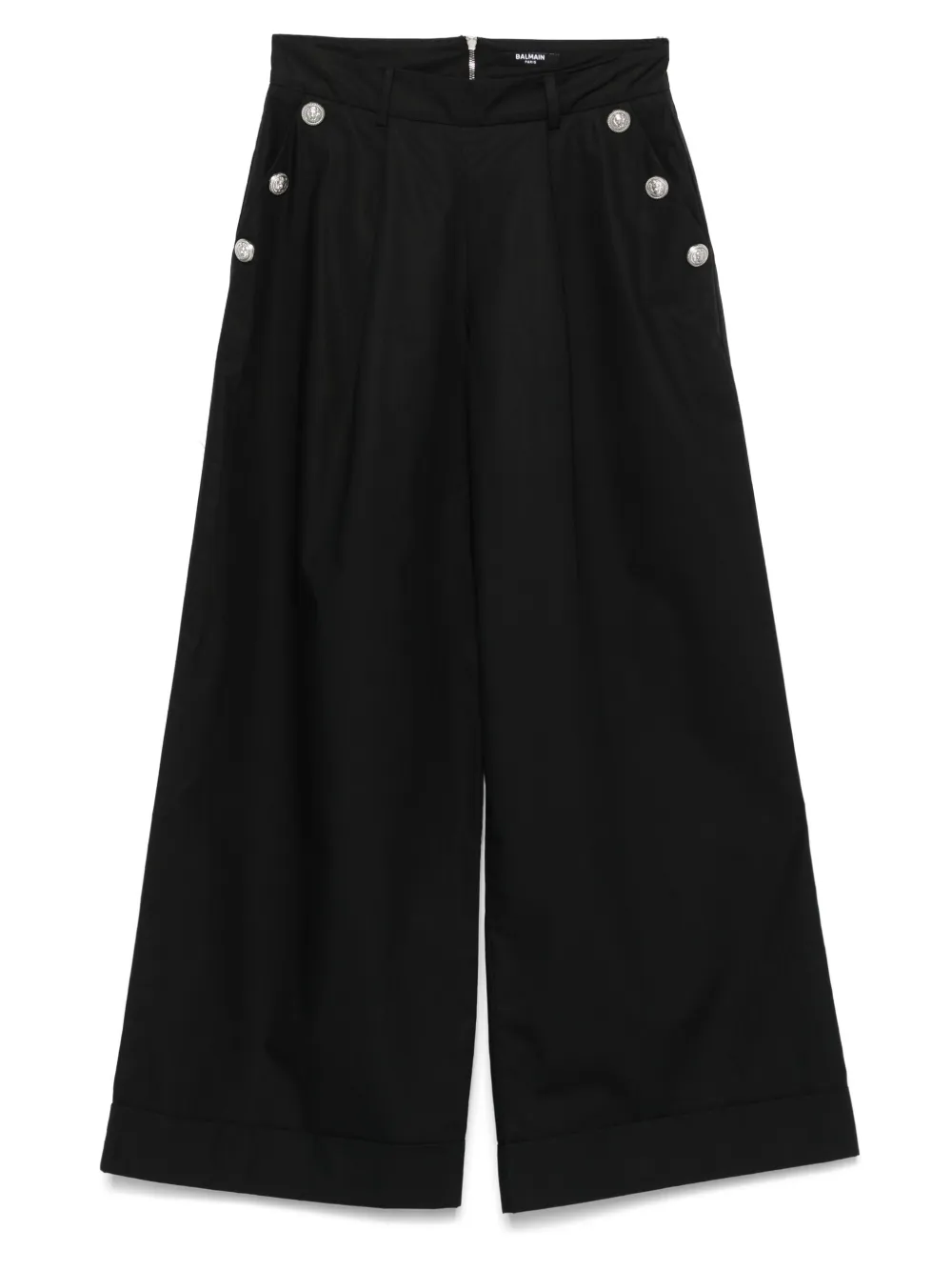 BALMAIN LOGO-BUTTON PALAZZO PANTS