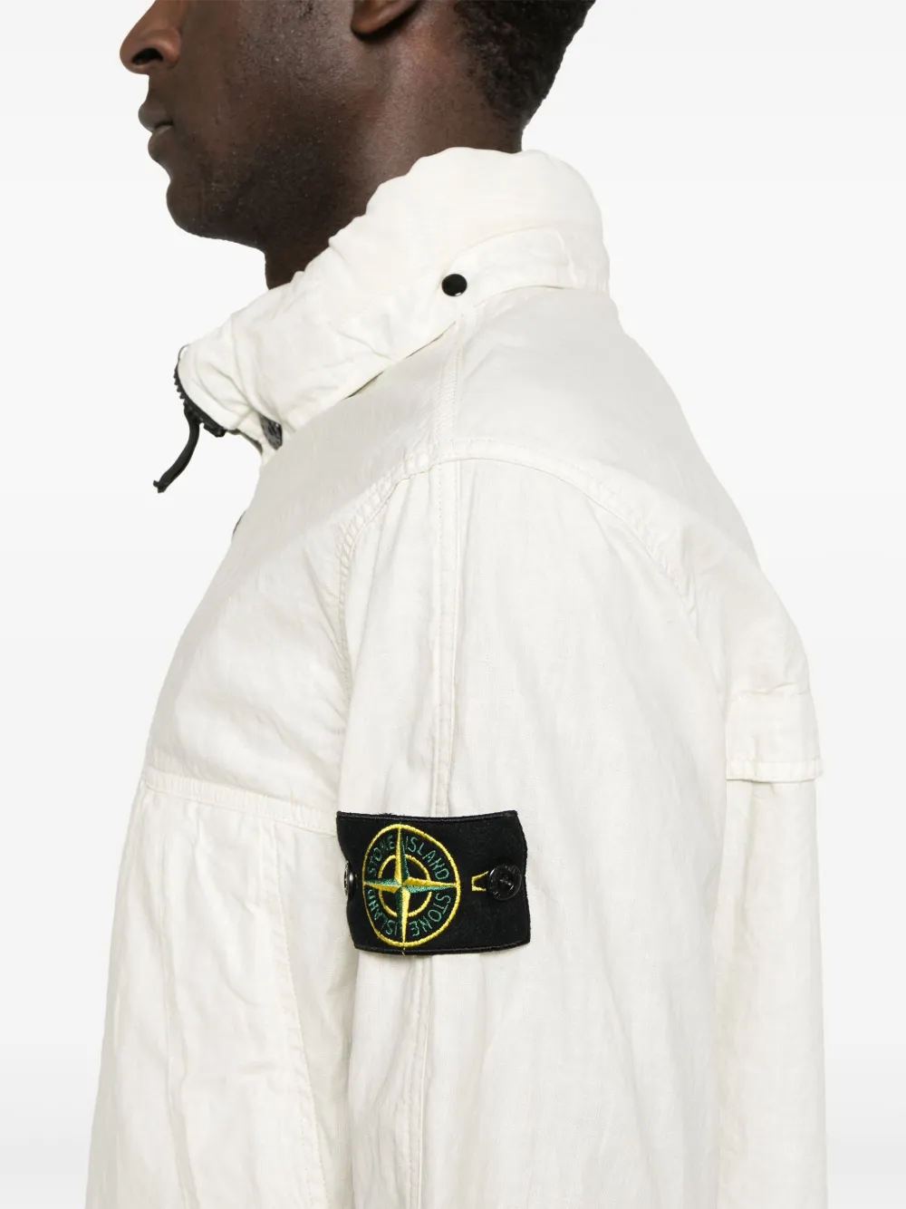 Stone Island Linnen geruit jack Beige
