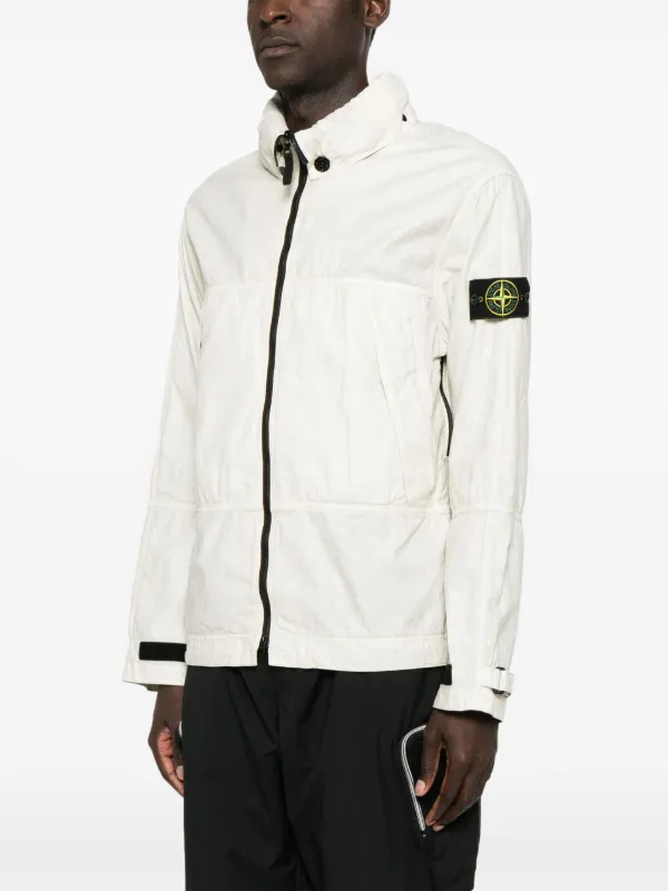 Stone Island plated-ovd raw-linen Jacket | Neutrals | FARFETCH