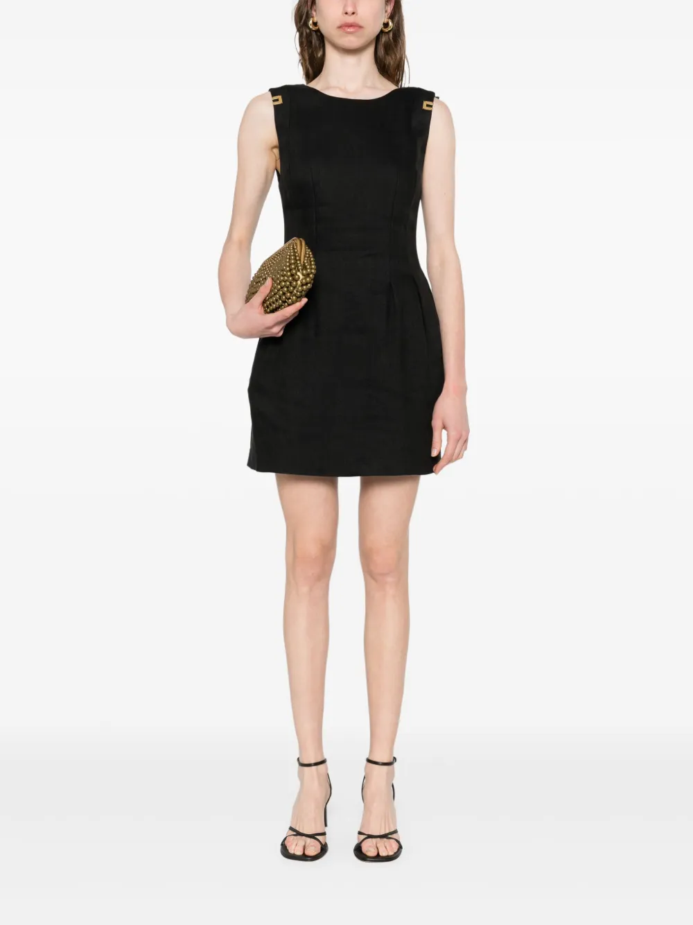 Elisabetta Franchi Mini-jurk met monogram-plakkaat - Zwart