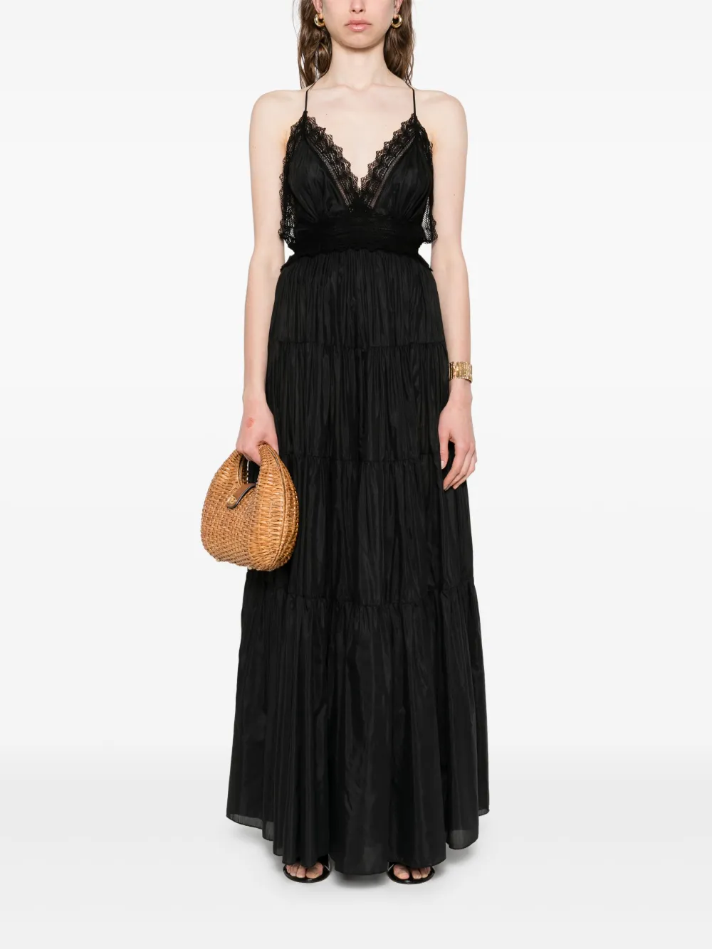 Ermanno Scervino Jurk met bloemenkant - Zwart