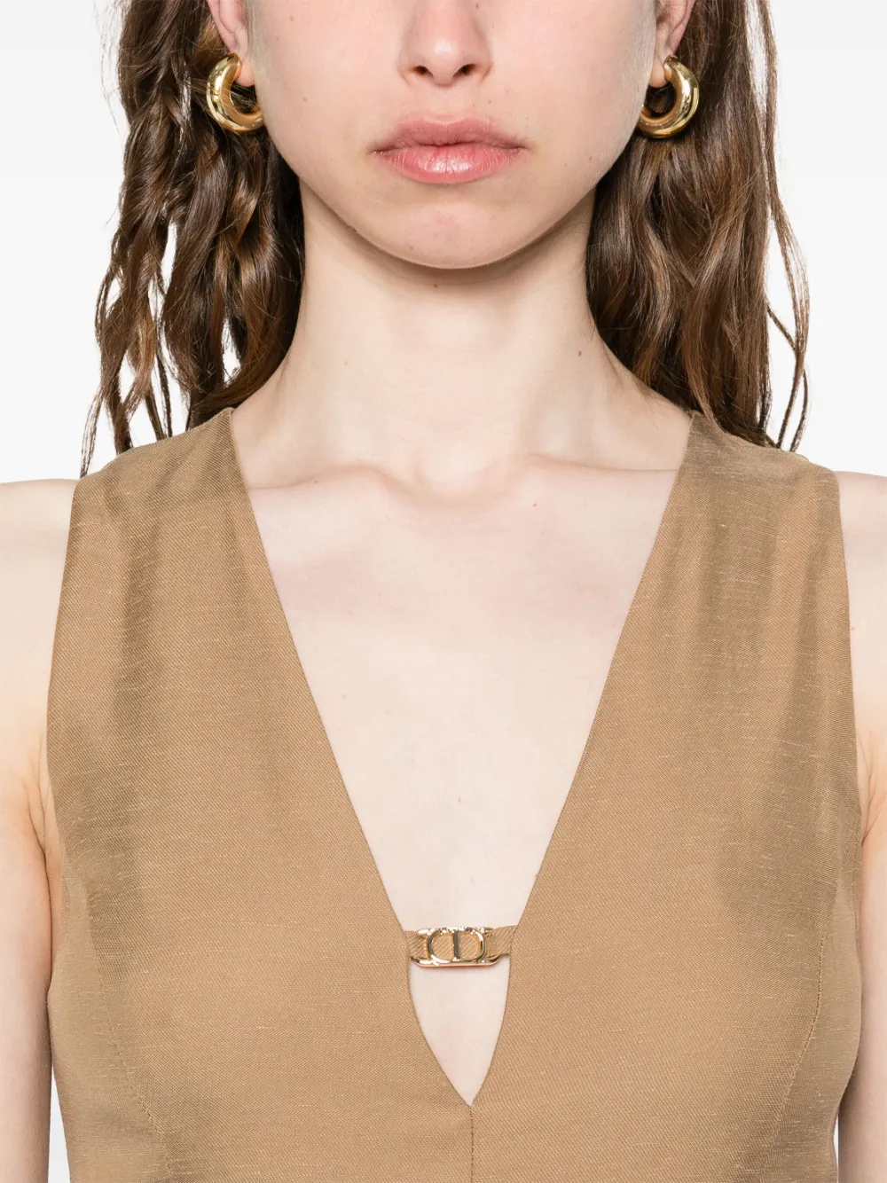 TWINSET Midi-jurk met logoplakkaat Bruin