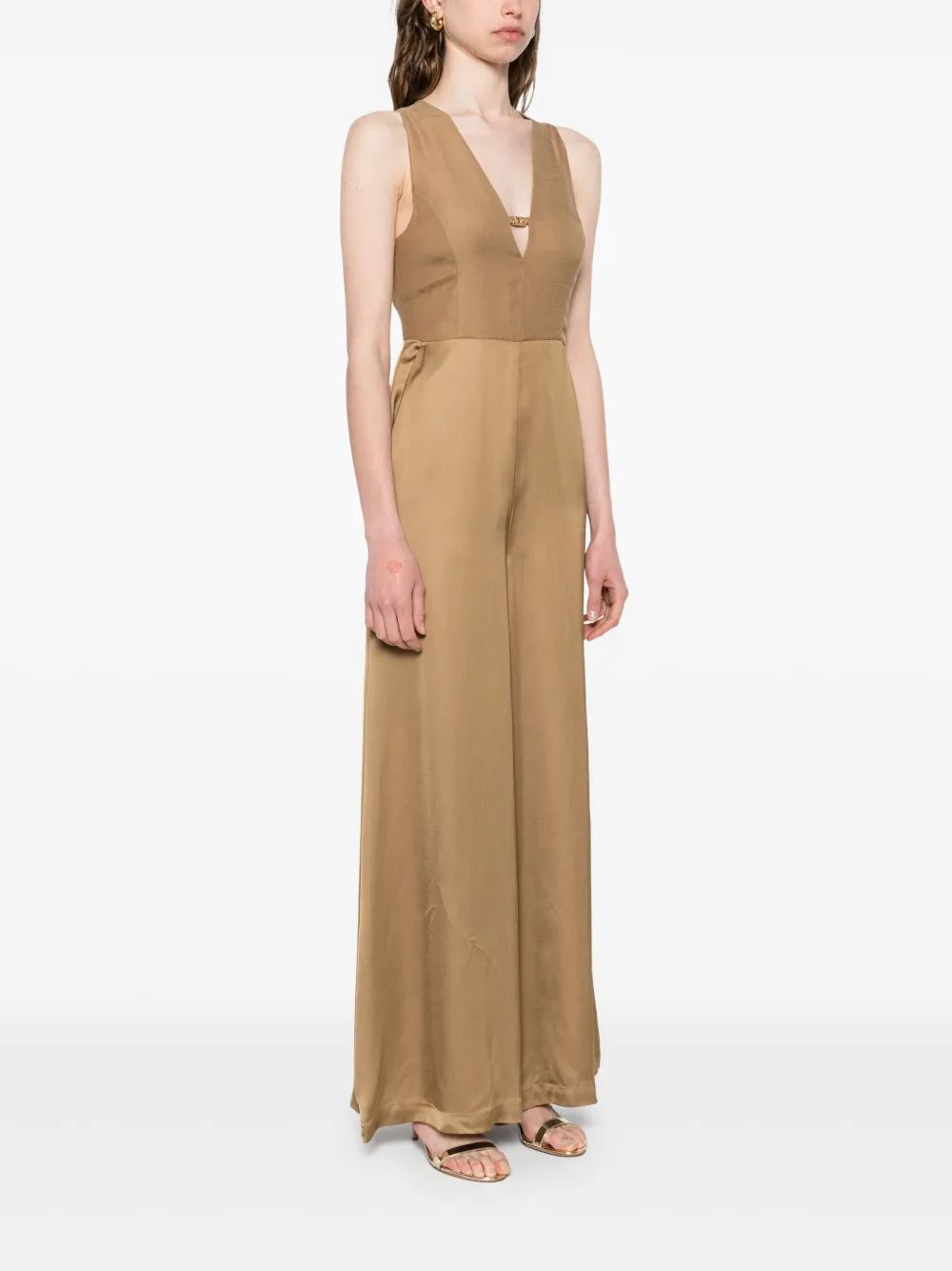 TWINSET Midi-jurk met logoplakkaat Bruin