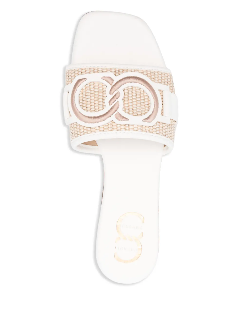 Casadei logo-embroidered flat sandals White