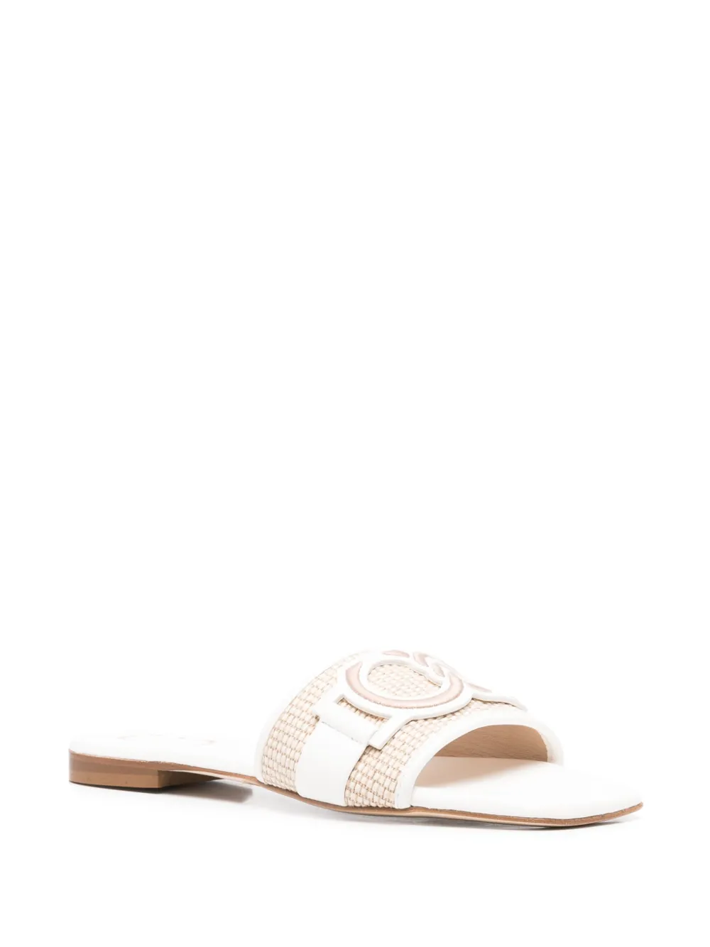 Casadei logo-embroidered flat sandals White