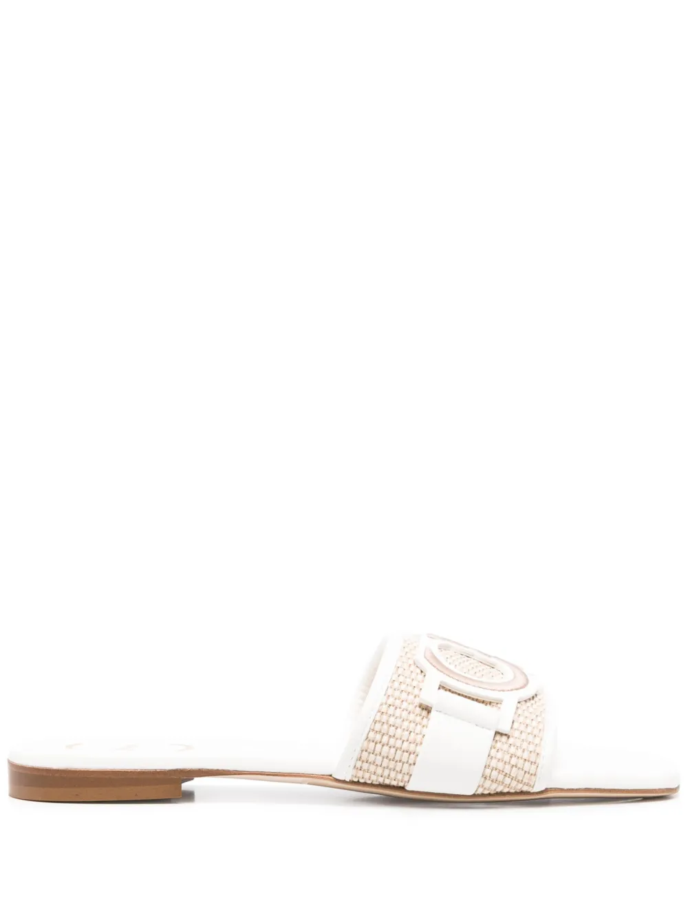 Casadei logo-embroidered flat sandals White