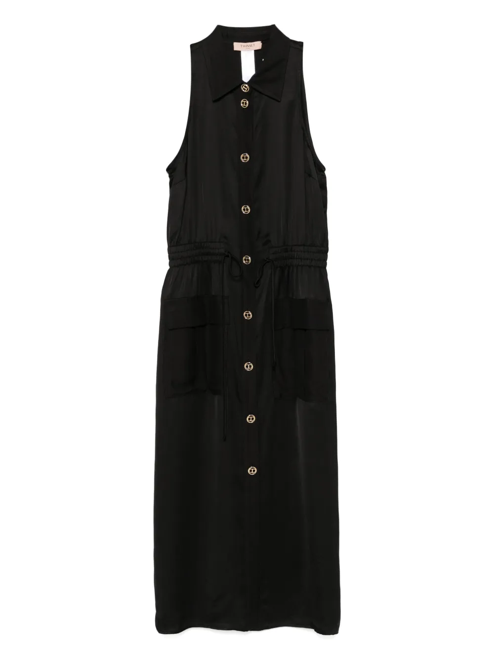 TWINSET Midi-jurk met gegraveerd logo Zwart
