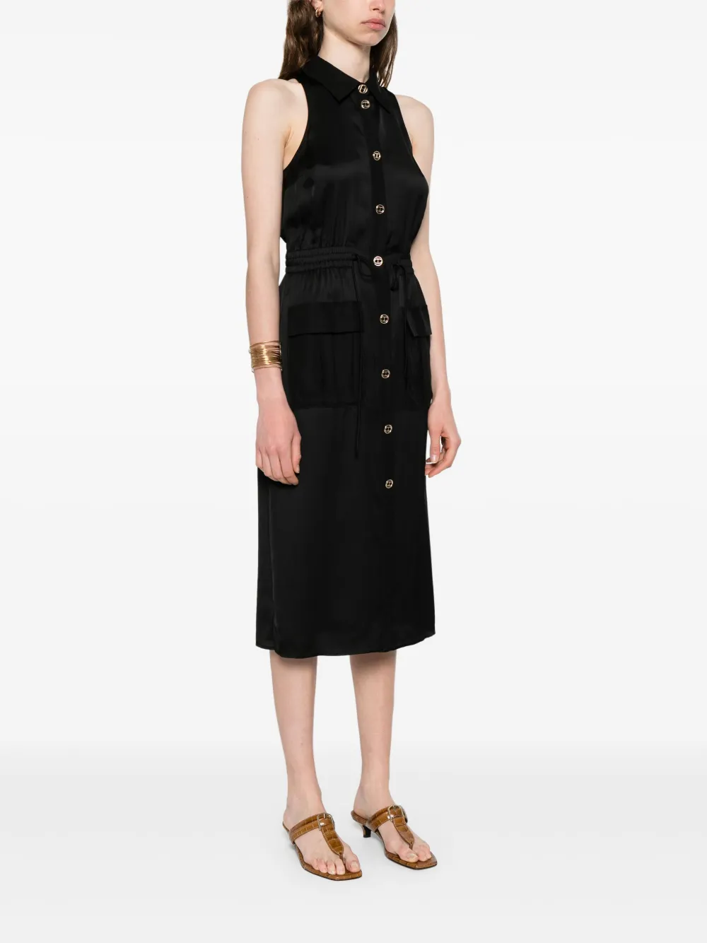 TWINSET Midi-jurk met gegraveerd logo Zwart