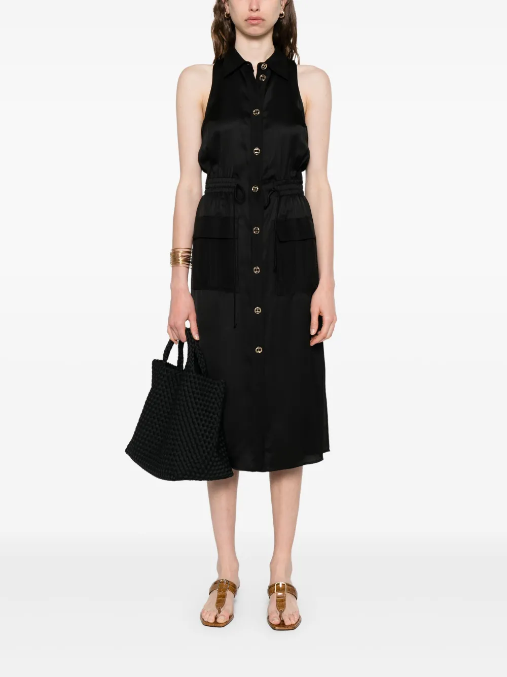 TWINSET logo-engraved midi dress - Zwart