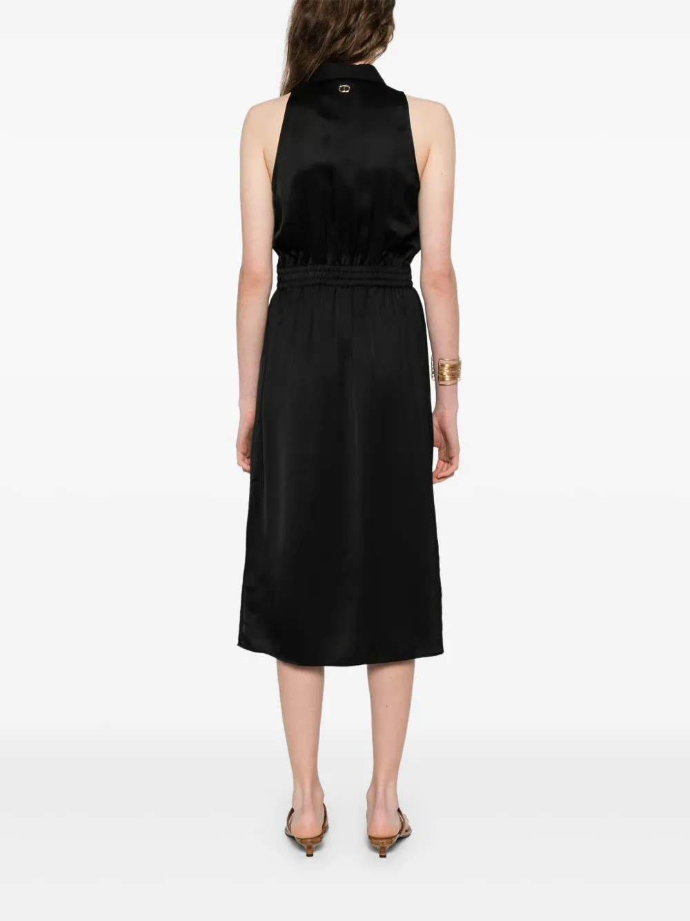 TWINSET Midi-jurk met gegraveerd logo Zwart