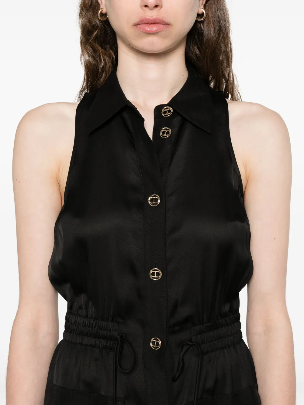 TWINSET Midi-jurk met gegraveerd logo Zwart