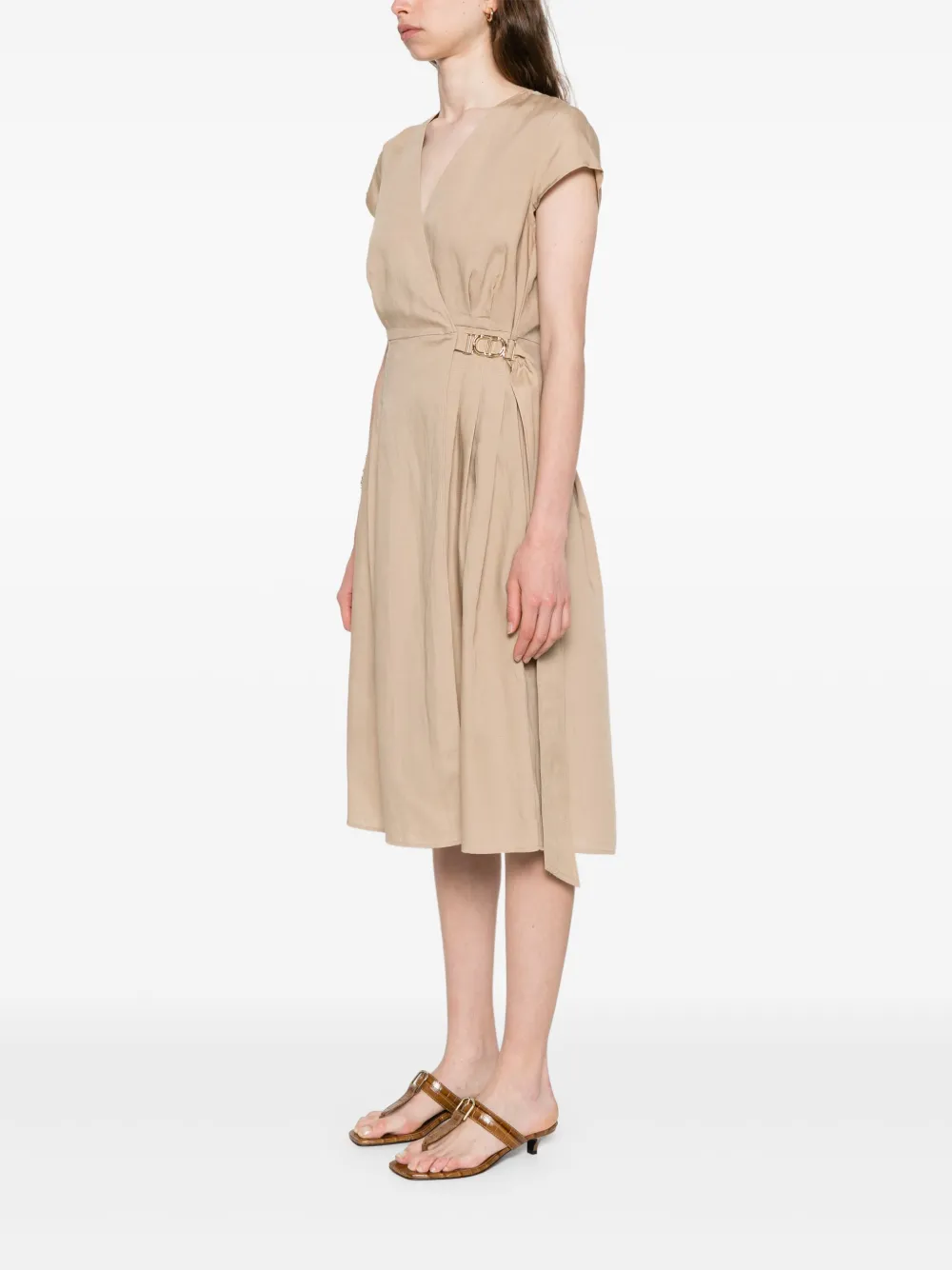 TWINSET Midi-jurk met logoplakkaat Beige