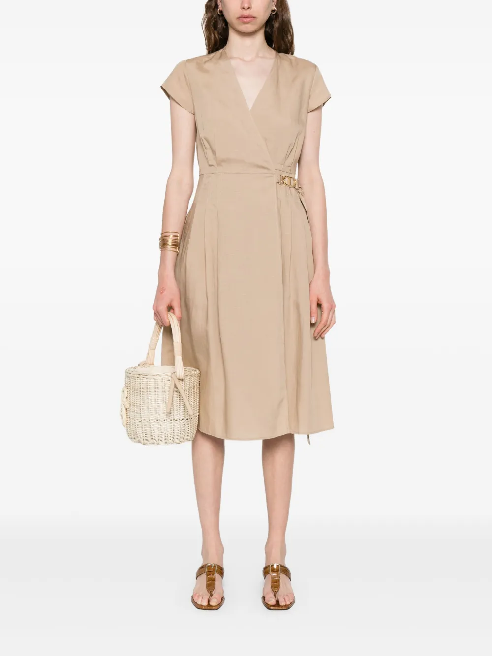 TWINSET logo-plaque midi dress - Beige
