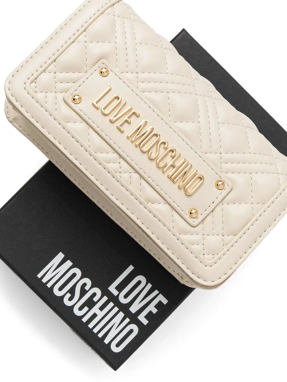 Love Moschino quilted clutch bag - Beige