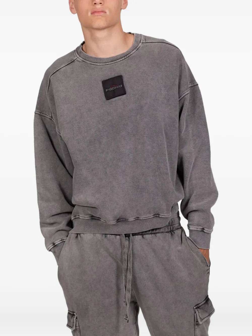 PODHIO sweat en coton à patch logo | gris | Image 1