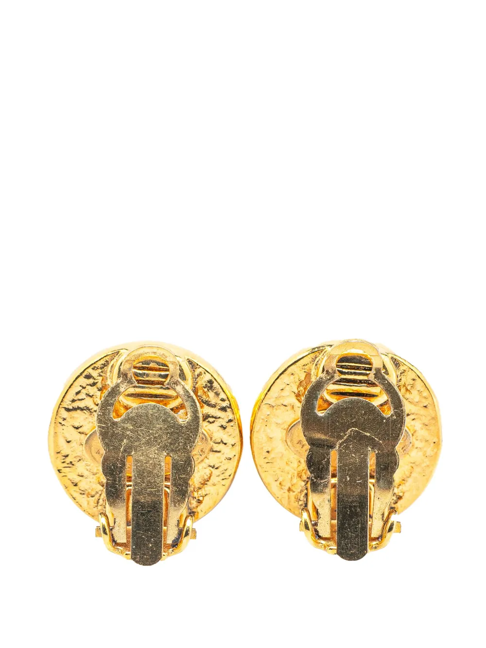 CHANEL Pre-Owned 1994 Gold Plated Faux Pearl CC Clip On Earrings costume earrings | Image 2