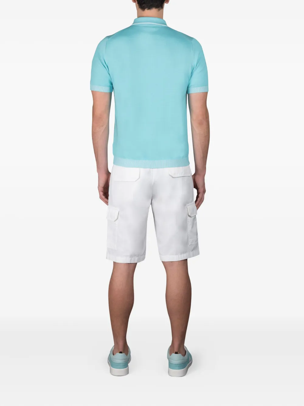 Moorer cotton polo shirt - Blauw