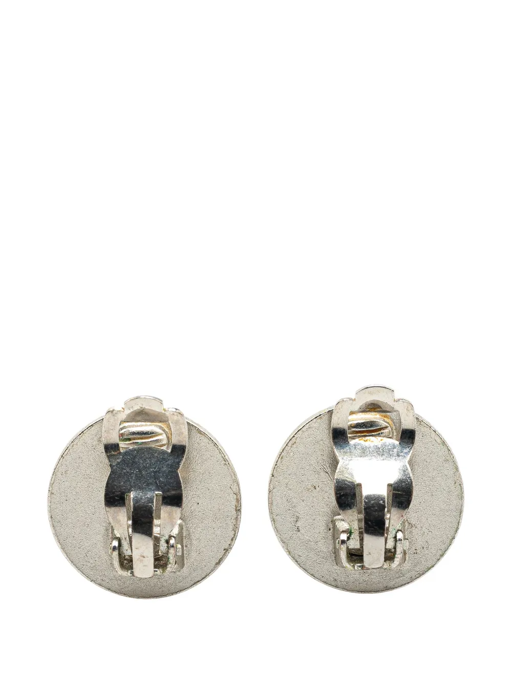 CHANEL Pre-Owned 2000 Silver Cruise CC Logo Disc Clip on Earrings costume earrings | Image 2