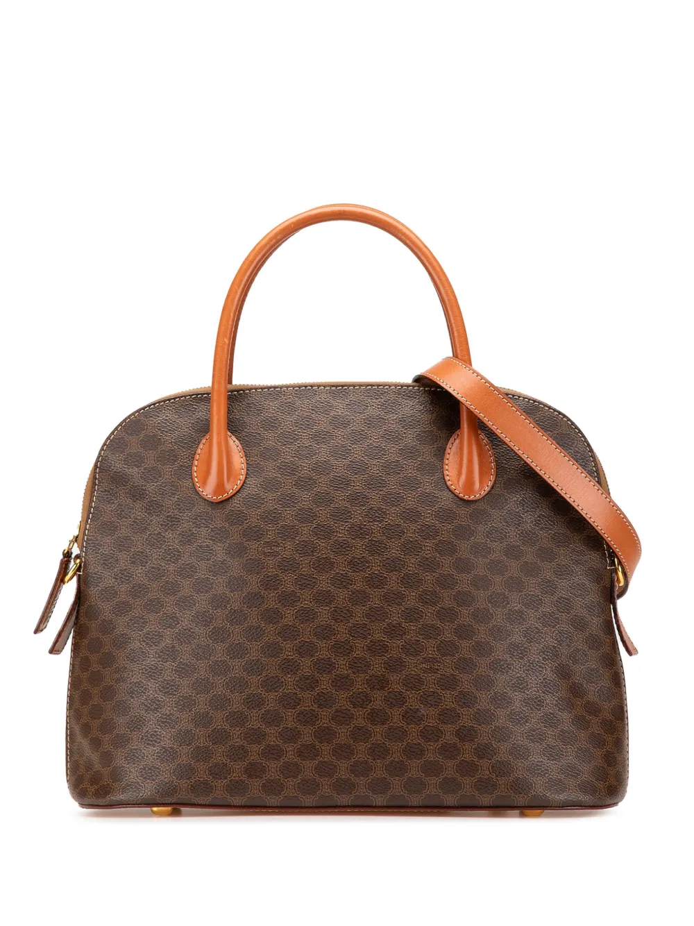 Céline Pre-Owned 1995 マカダム コーテッドキャンバス ドーム サッチェルバッグ - ブラウン Céline Pre-Owned 1995 マカダム コーテッドキャンバス ドーム サッチェルバッグ - ブラウン