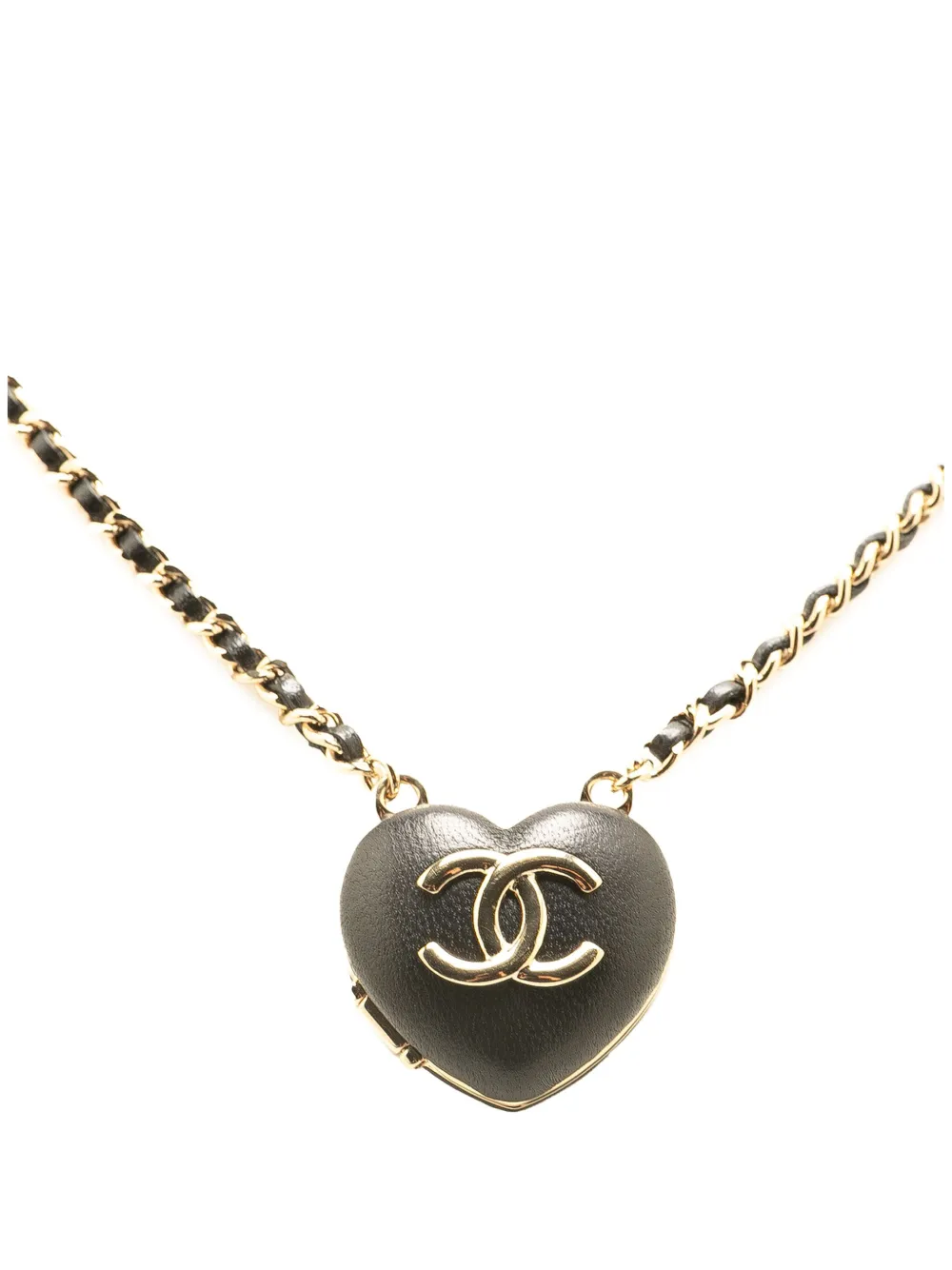 CHANEL Pre-Owned 2010-2024 ラムスキン ココマーク ハート ミラーロケットペンダント コスチューム ネックレス - CHANEL Pre-Owned 2010-2024 ラムスキン ココマーク ハート ミラーロケットペンダント コスチューム ネックレス -