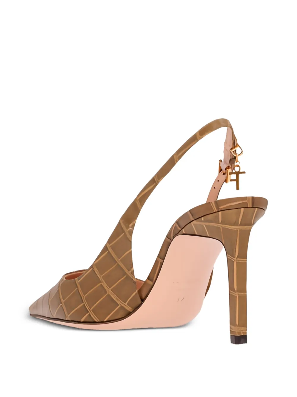 TOM FORD Angelina slingback crocodile-embossed pumps Brown