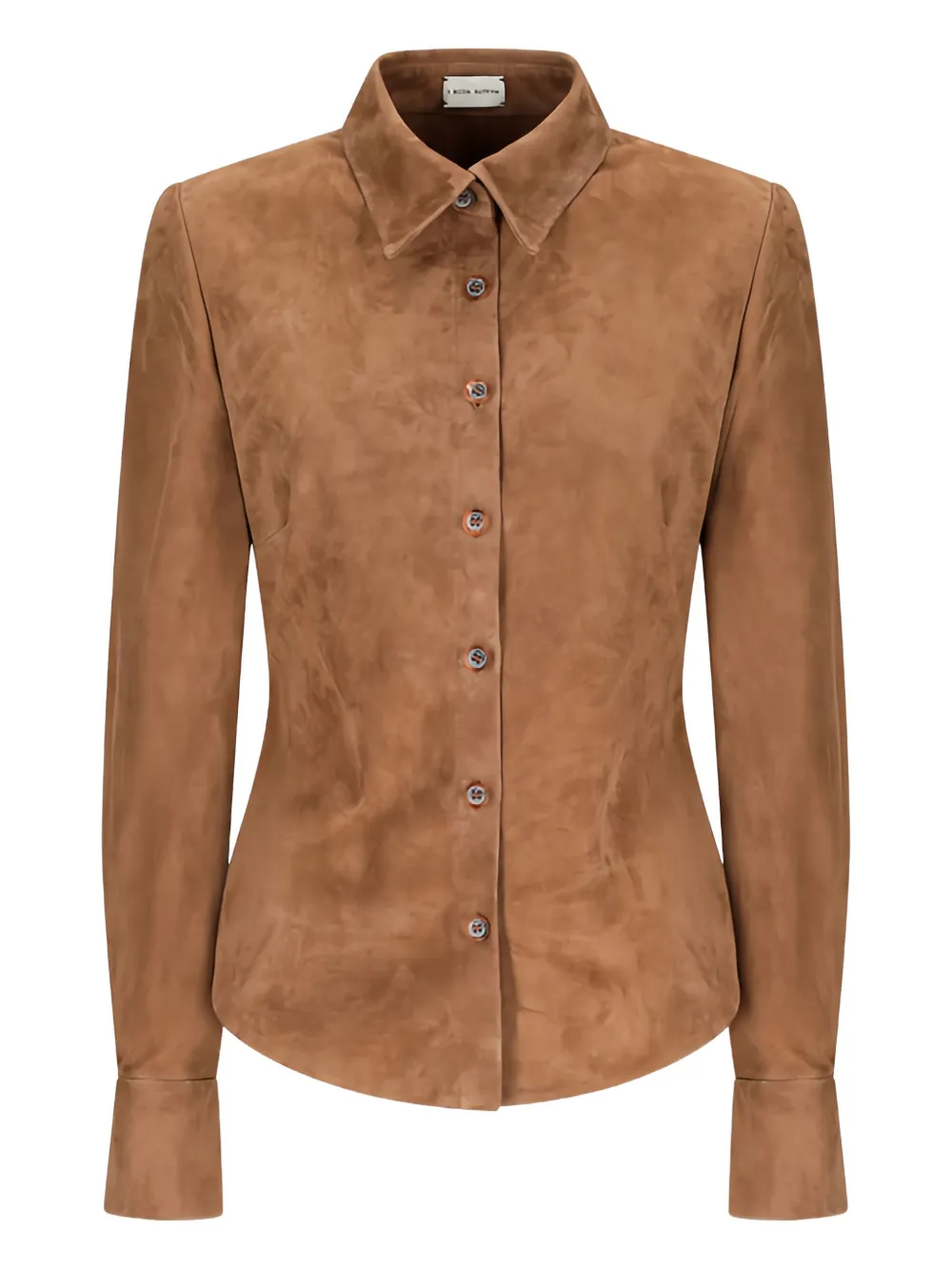 Magda Butrym Suède blouse met knoopsluiting Bruin