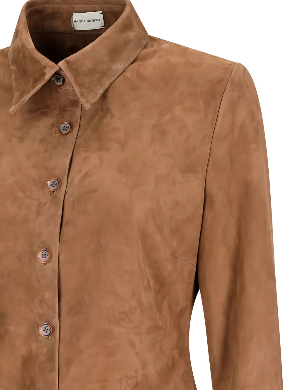 Magda Butrym Suède blouse met knoopsluiting Bruin