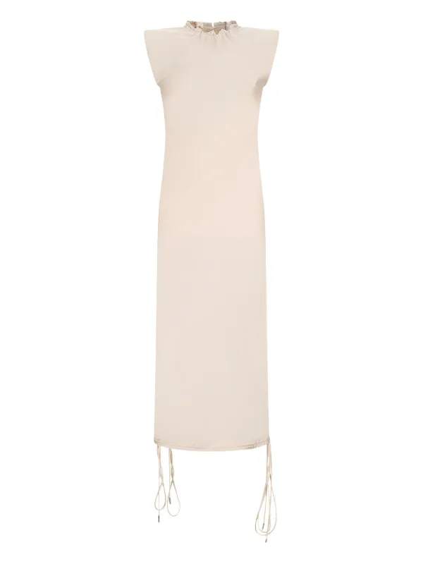 knee length dresses for ladies Drawstring Sleeveless Midi Dress – Wholesale Capella Apparel