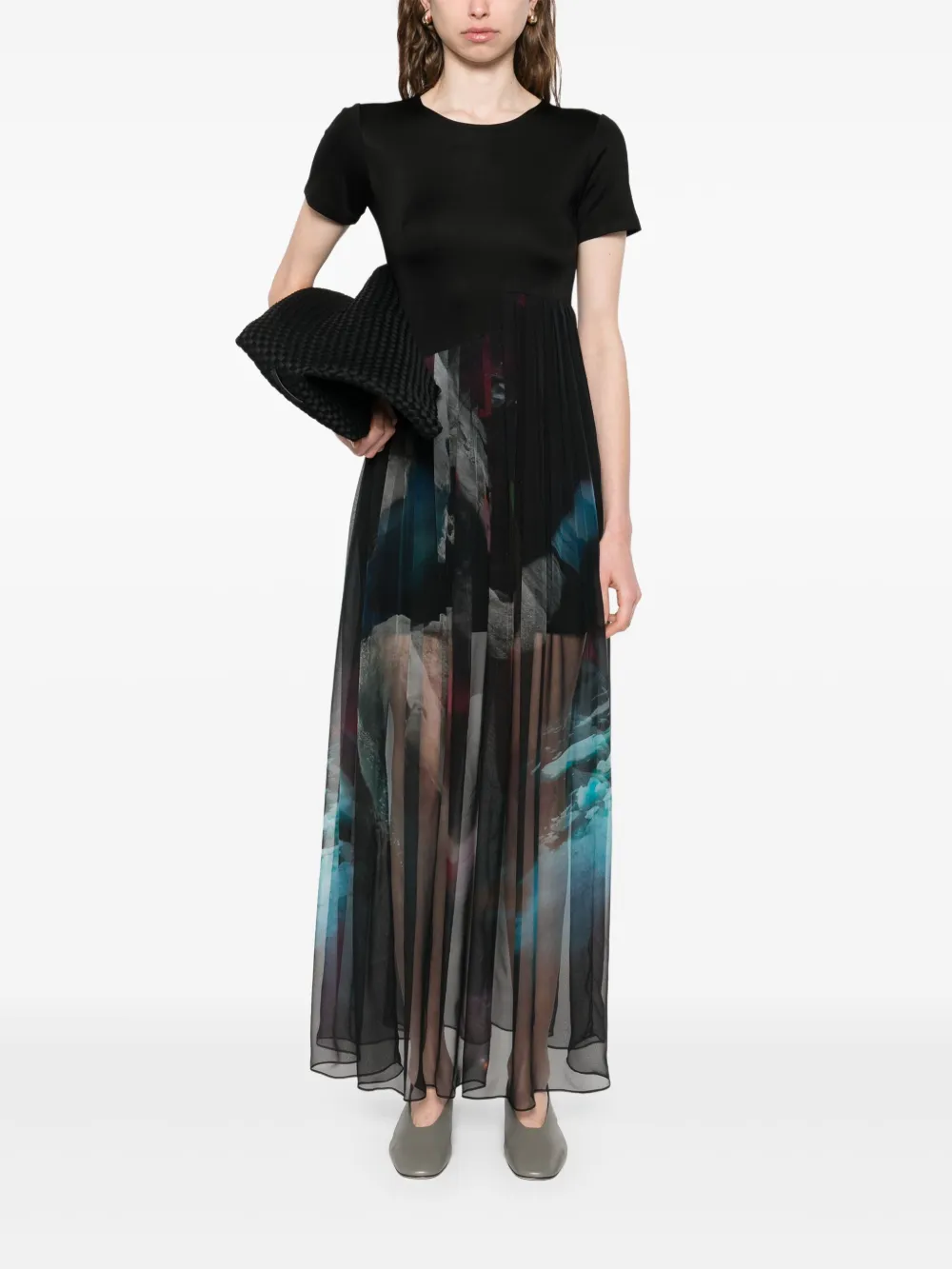 Quetsche Maxi-jurk met abstracte print - Zwart
