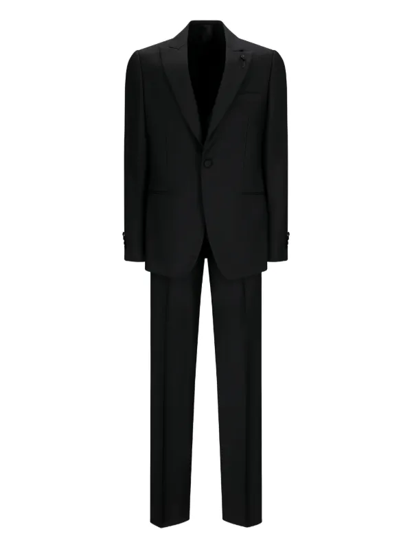 Lardini Cotton Single-button Suit in Black