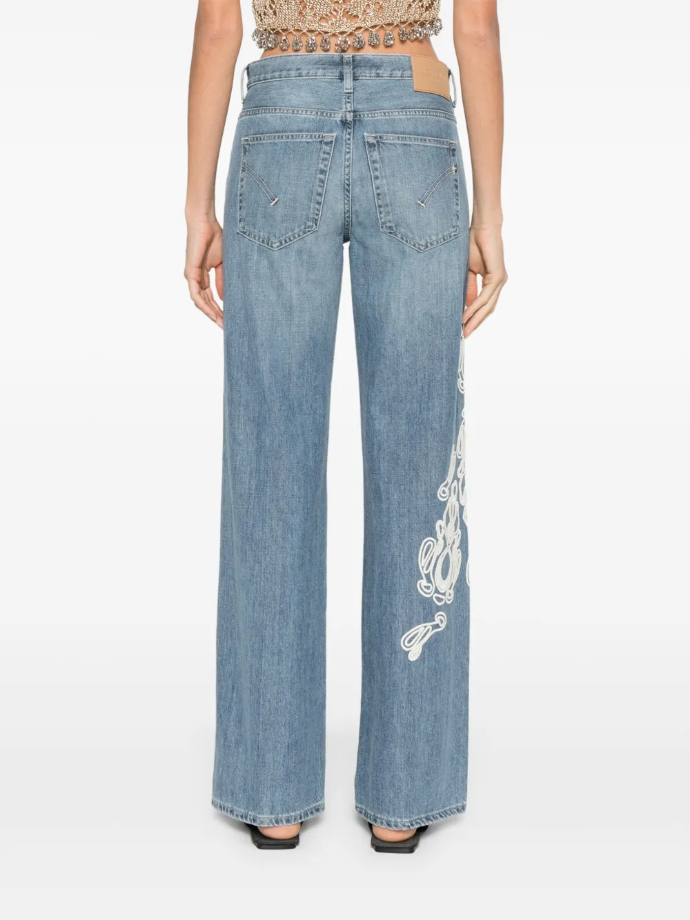 DONDUP Katoenen jeans met borduurwerk Blauw