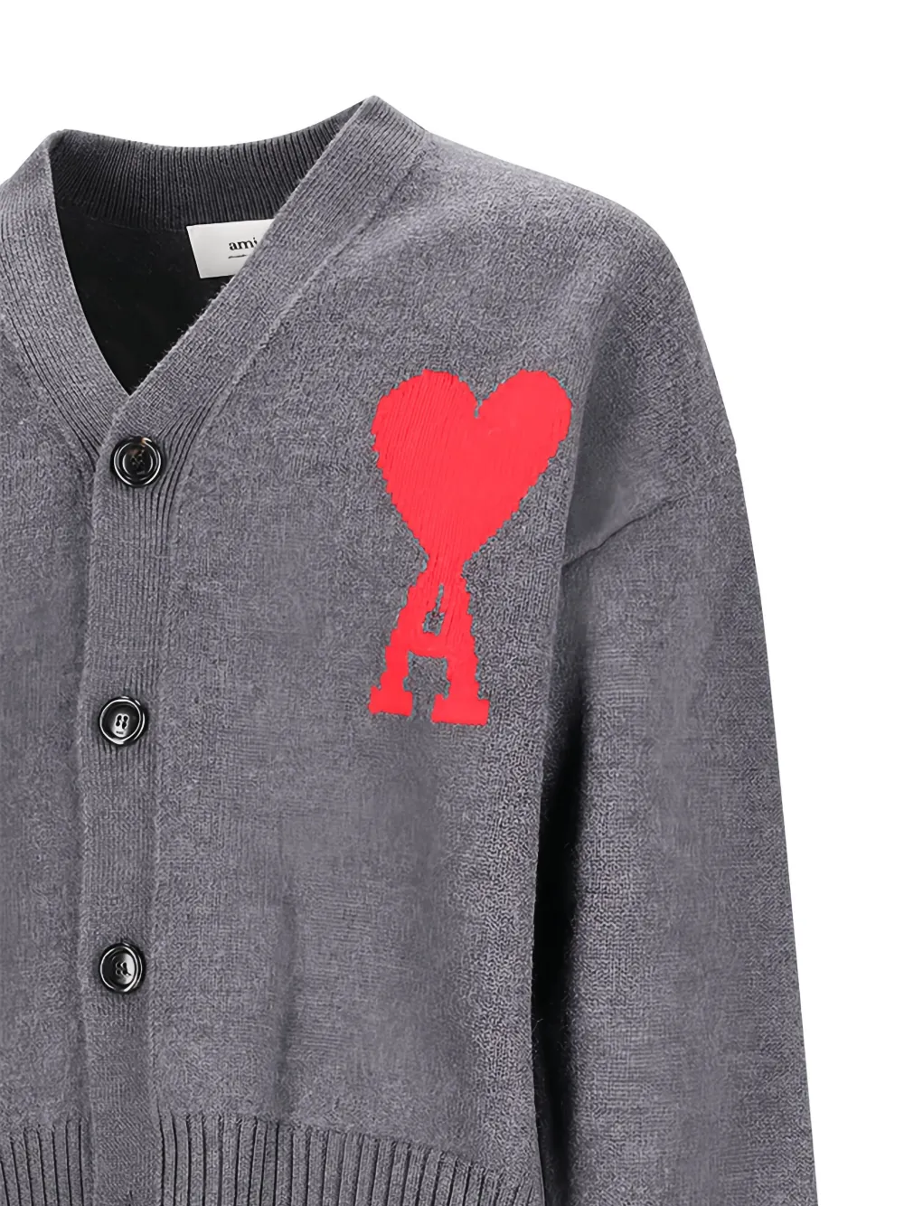 AMI Paris Vest met logo en knoop Grijs