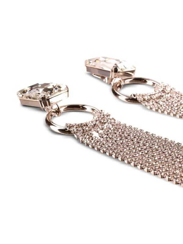 【関税込み】ALESSANDRA RICH CHANDELIER EARRINGS Alessandra Rich Crystal Rectangular Fringe Chandelier