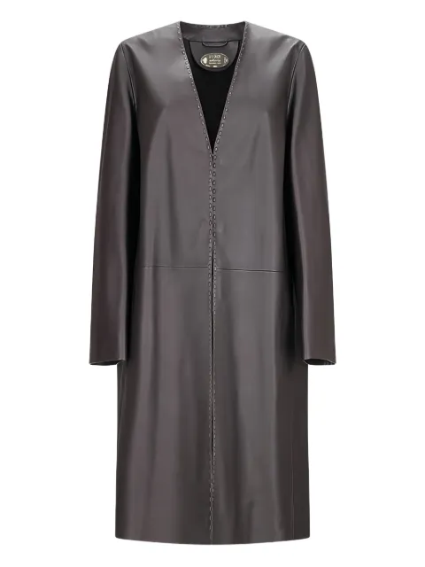 FENDI leather stitched-detail coat