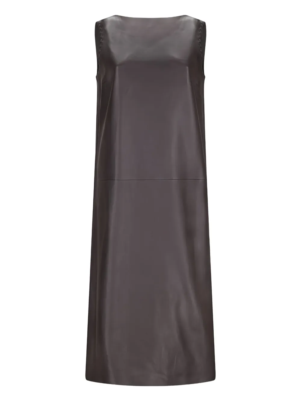 FENDI Leren mouweloze midi-jurk Zwart