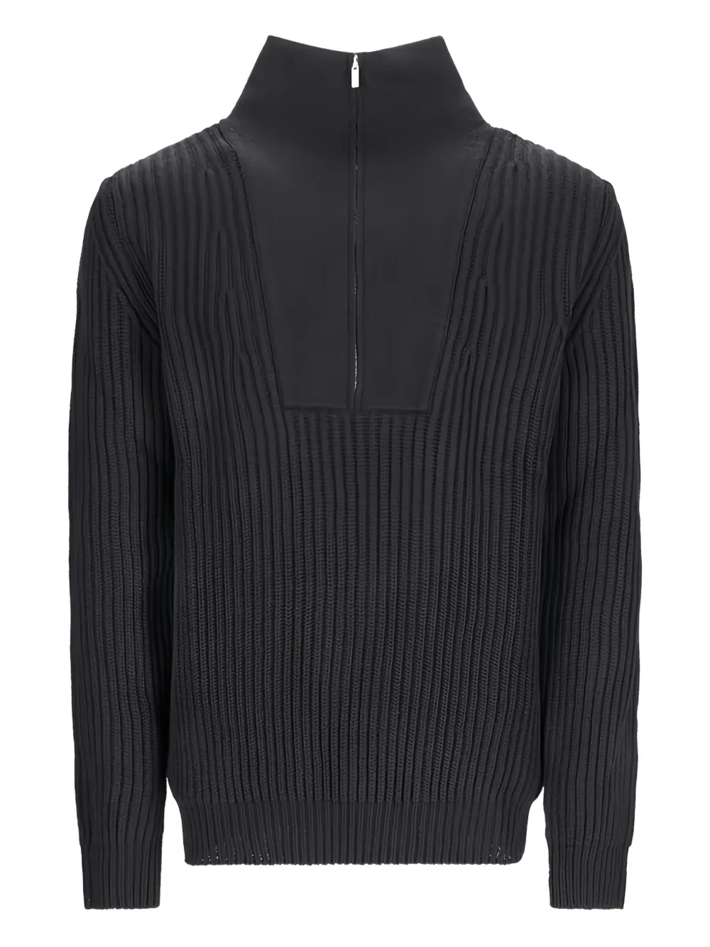 ribbed zip-neck sweater