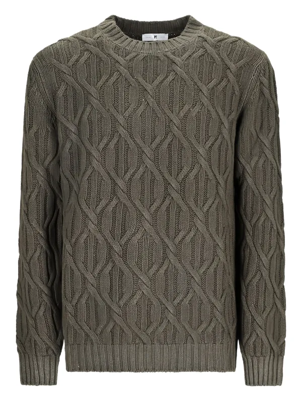 PT Torino Cable-knit Sweater in Green
